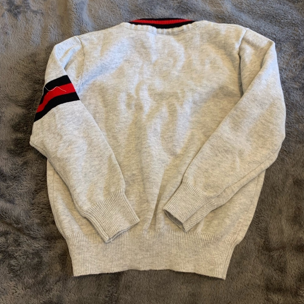 Gray Cardigan with Red and Black Stripes - Picture 2 of 2